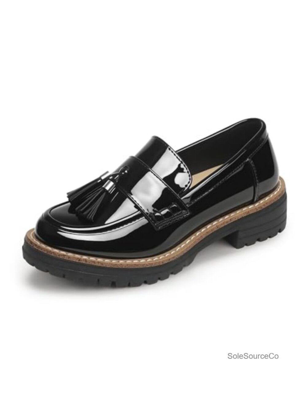Platform Lug Sole Slip On Penny Loafers Chunky Low Heel Tassel Dress Shoes